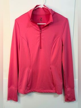 Zella Pink Quarter Zip Athletic Pullover, M